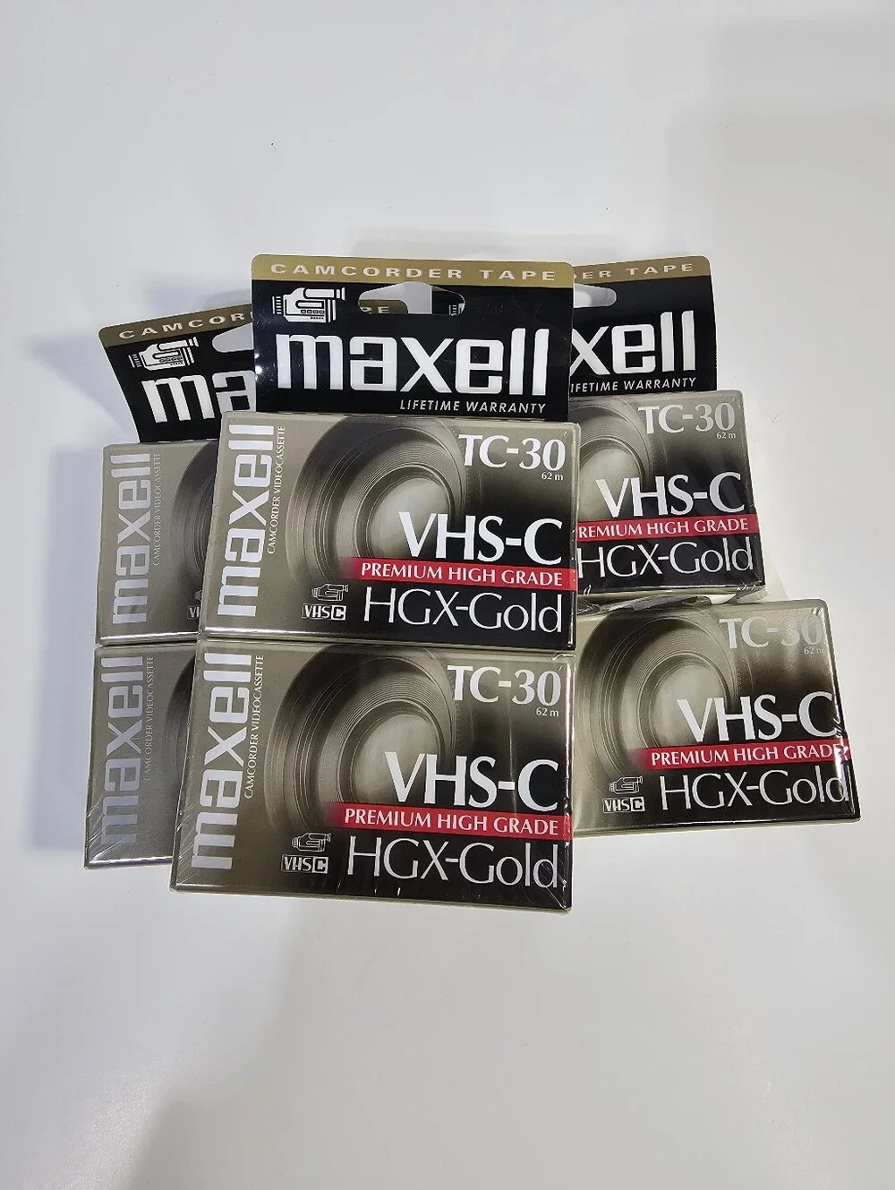 VHS-C TC-30 HGX-Gold Premium High Grade Cassette Pack - Gold/Black 6 Cassettes